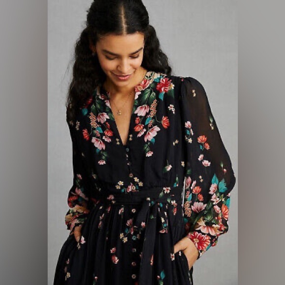 ๐๐ Anthropologie Vivienne Maxi Dress Sz XS - Picture 2 of 5